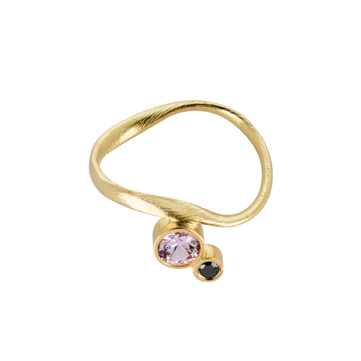 Flair ring i 18kt. guld, lyserød safir og sort diamant