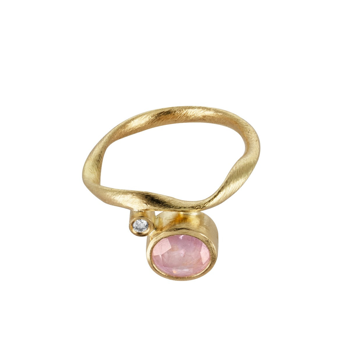 Flair ring i 18kt. med lyserød safir og lille diamant