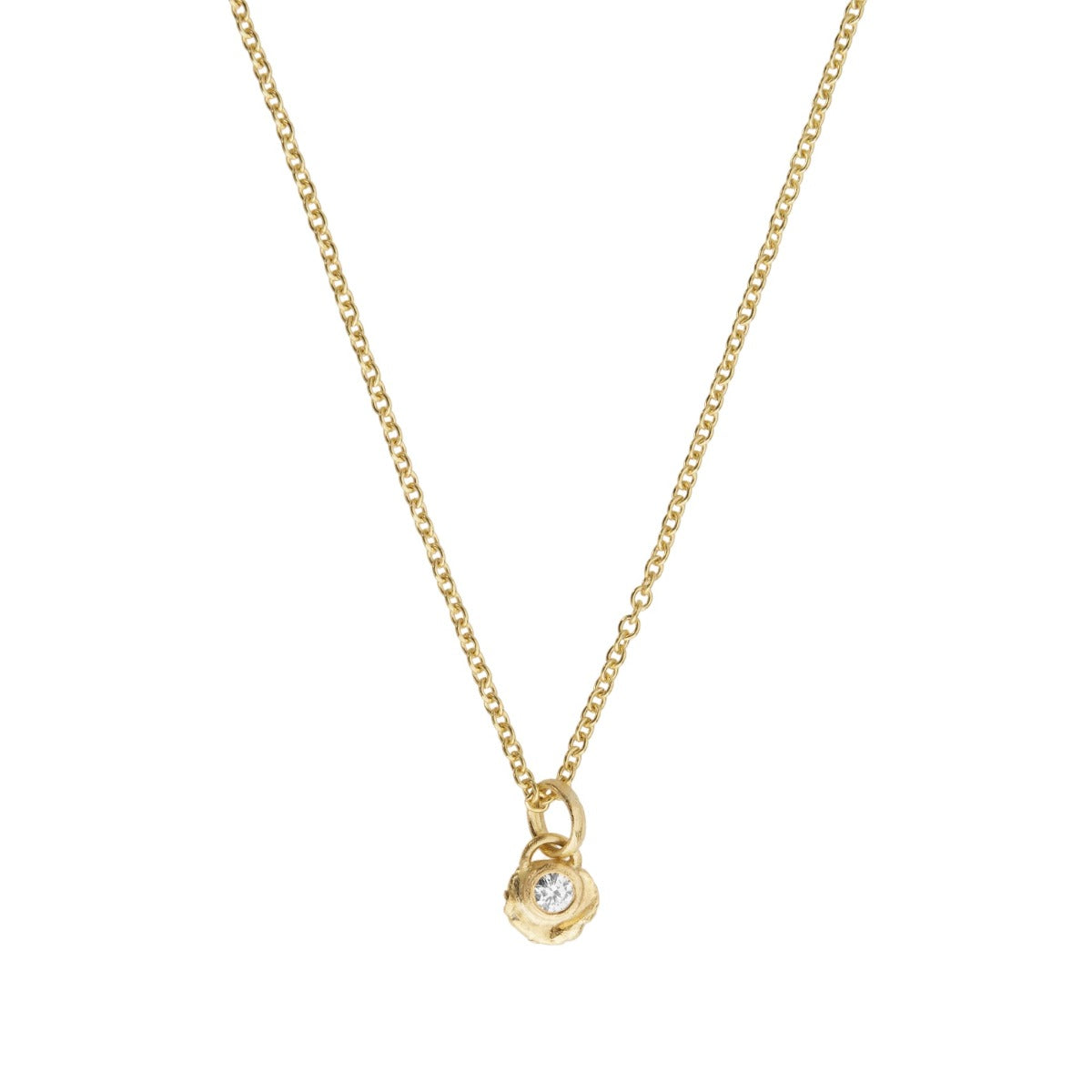 Lava necklace, pendant with diamond and gold chain in 18 kt. gold