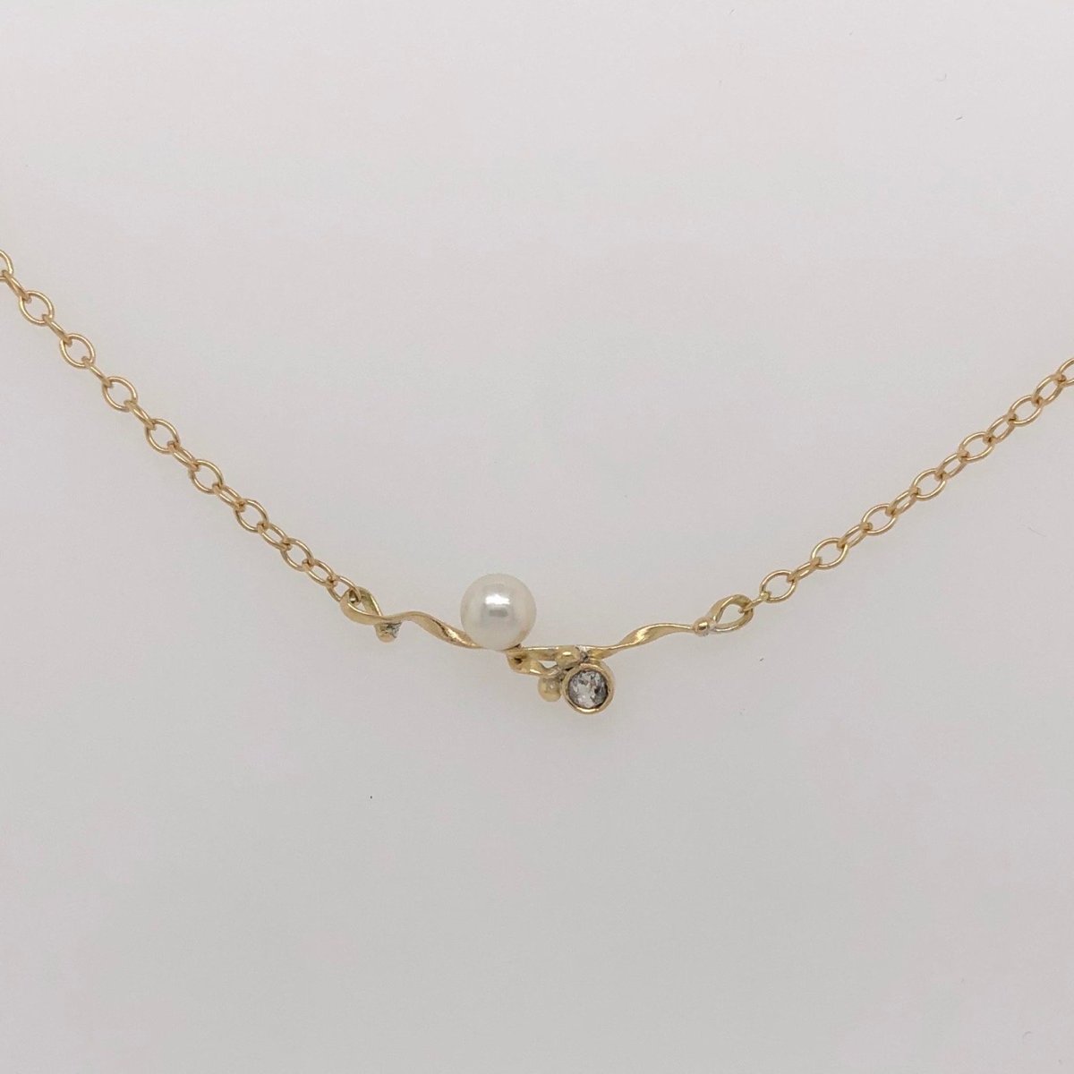 Flair halskæde - 18kt. Guld - Diamant - Perle